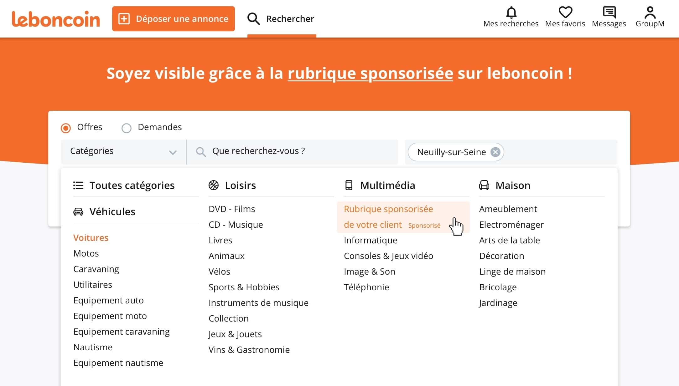 Faire de la publicité autrement sur leboncoin avec le nouveau produit opérations spéciales leboncoin Publicité : illustration de la rubrique sponsorisée